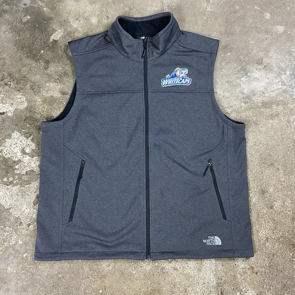 The North Face Vest Size XXL Gray Full Zip West Michigan Whitecaps Baseball